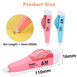 Ruban correcteur <span class=keywords><strong>color</strong></span>é Foska haute capacité, 5 mm de largeur * 6 m de longueur, résistant aux déchirures, lisse et à séchage rapide, pour des corrections instantanées - Product Image 2