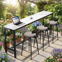 Table de bar extérieure en bois pour jardin, cour, salle à manger, restaurant, balcon, cuisine, haute résistance à l'eau, grande quantité