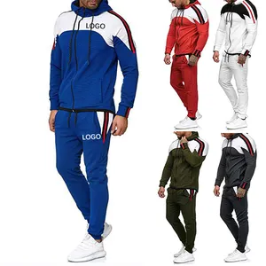 Tùy Chỉnh Số Lượng Lớn Người Đàn Ông Đồng Bằng Dây Kéo Polyester Sport Chạy Bộ Mồ Hôi Phù Hợp Với Đồng Bằng Sọc Tracksuit Men Sweatsuit Bộ