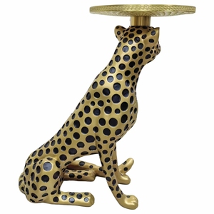 <span class=keywords><strong>Table</strong></span> <span class=keywords><strong>console</strong></span> d'angle moderne de luxe léger en résine et laiton en forme de guépard avec plateau en cuivre pour salons de villas et d'hôtels - Product Image 4