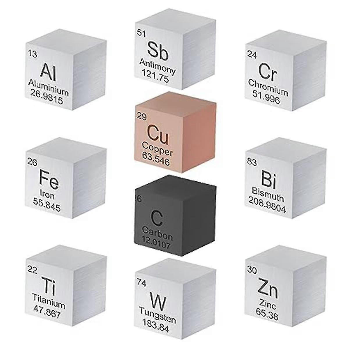 10-piece set of 10mm chemical element metal cubes