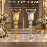 Vase trompette en métal argenté et doré électroplaqué, centre de table pour décoration de mariage et de banquet, vente en gros d'usine