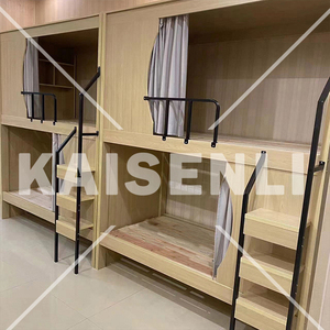 Literas Cápsula de Acero para Hostales Juveniles con Armario de Almacenamiento de Zapatos y Estantes Interiores, Cama Alta Compacta, Cama Doble para Hotel - Product Image 5