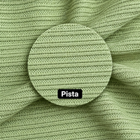 Tissu en maille côtelée double en polyester, couleur pistache, textile extensible texturé pour vêtements de mode et fabrication de vêtements