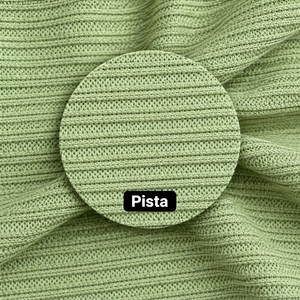 Tissu en maille côtelée double en polyester, couleur pistache, textile extensible texturé pour vêtements de mode et fabrication de vêtements - Product Image 4