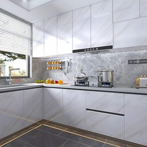 Papel Tapiz Autoadhesivo 3D Blanco ORON, Vinilo PVC para Decoración del Hogar, Adhesivo para Gabinetes <span class=keywords><strong>de</strong></span> Cocina y Encimeras, Adhesivo con Diseño <span class=keywords><strong>de</strong></span> Mármol - Product Image 4