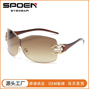 Lunettes de soleil Y2K Shield à monture intégrale, verres miroir UV400, mode décontractée pour femmes 2024 - Product Image 5