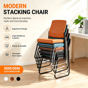 Moderne <span class=keywords><strong>Sedie</strong></span> Impilabili in Pelle Colorata e Metallo per Sala d'<span class=keywords><strong>Attesa</strong></span>, <span class=keywords><strong>Ufficio</strong></span>, Reception e Sale Riunioni - Product Image 2