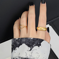 Bague croisée double couche en or 18 carats pour femmes, en argent sterling 925, irrégulière et ajustable, bijoux fins personnalisés, vente en gros
