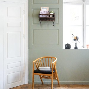 Wooden Mail And Key Organizer <b>Wall</b> <b>Mounted</b> With Floating <b>Shelf</b> Rustic Style Natural Wood Color - Product Image 3