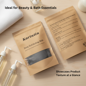 Sachet Ziplock en Papier Kraft Qualité Alimentaire Épais Résistant à l'Humidité avec Fenêtre Transparente Autoportant pour Cosmétiques, Articles de Bain et Snacks - Product Image 2