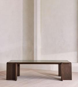 Custom Luxury <b>Solid</b> Oak Dining Set Rectangle Burl <b>Wood</b> Veneer <b>Table</b> & Curved Back Velvet Dining Armchairs For Home Dining Space - Product Image 6