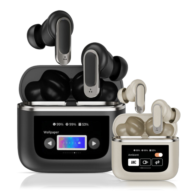 ANC Earphone V8 LCD Touch Screen Wireless Earbuds Waterproof TWS Gaming Wireless Earphone