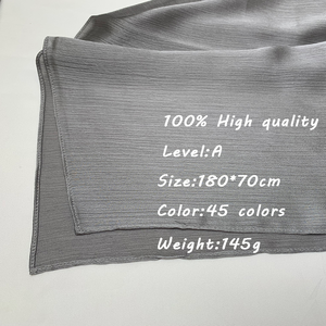 Sharut yüksek kalite özelleştirilmiş Tudung bayanlar kırışık düz saten eşarp kutusu şal Wrap müslüman kadınlar krep leke ipek başörtüsü eşarp - Product Image 5