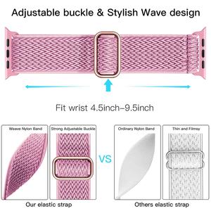 Correa de reloj elástica de nailon, para <span class=keywords><strong>Apple</strong></span> <span class=keywords><strong>Watch</strong></span> Series 1-10, <span class=keywords><strong>SE</strong></span>, Ultra 38/40/41/42/<span class=keywords><strong>44</strong></span>/45/46/49mm, correa de repuesto ajustable - Product Image 3