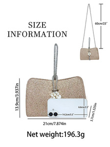 New Sparkling <b>Small</b> Evening Clutch <b>Bag</b> With Pearl Decoration Chain Strap Magnetic Buckle Polyester Women's Tanjing - Product Image 5
