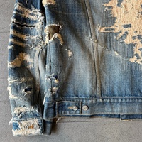 Veste en Jean empilée en détresse de haute qualité manteau bleu déchiré pierre lavé Denim Streetwear Jeans veste en jean pour hommes