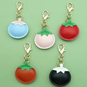 Porte-clés en cuir PU en forme <span class=keywords><strong>de</strong></span> <span class=keywords><strong>tomate</strong></span> mignon, multicolore, avec fermoir mousqueton, breloque <span class=keywords><strong>de</strong></span> sac, cadeau personnalisé - Product Image 2