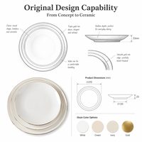 Assiette en porcelaine blanche de haute qualité avec bord doré, vaisselle en céramique pour accessoires de table de restaurant