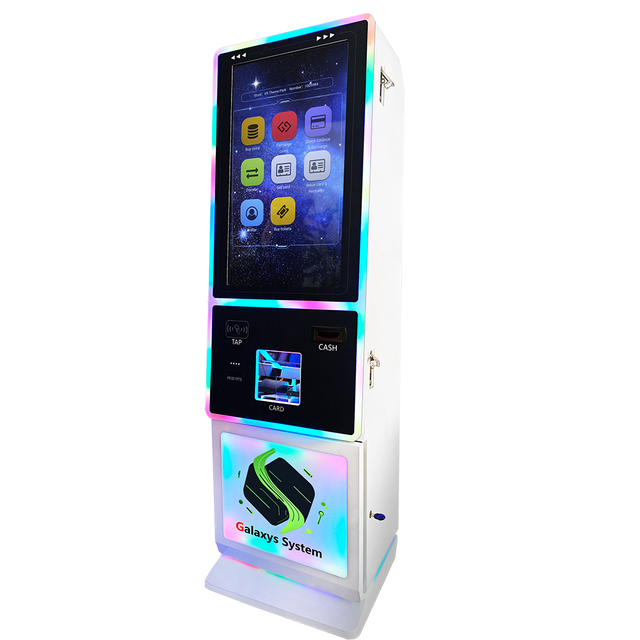 Indoor Multifunctional Customizable RGB LED Integrated Payment Terminal Self-service Card&Token Kiosk for Amusement Parks
