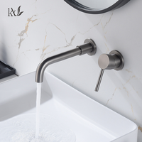 Robinet de lavabo mural à 2 trous YaKe de haute qualité, en laiton, avec noyau de valve en céramique, capteur sans contact, finition chromée pour lavabo de salle de bain