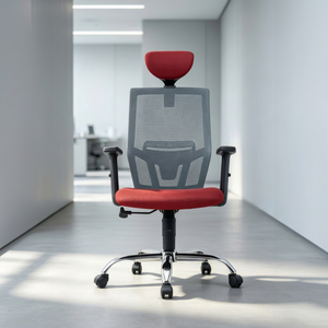 Modern Ergonomic <b>Mesh</b> <b>Office</b> <b>Chair</b> Red Seat Chrome Base Adjustable Armrest Fixed Headrest Swivel Manual Solid <b>Office</b> Furniture - Product Image 1