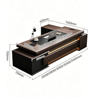Bureau de direction moderne haut de gamme avec éclairage LED, en forme de L, avec armoire latérale de rangement, poste de travail pour manager, pour bureau d'entreprise