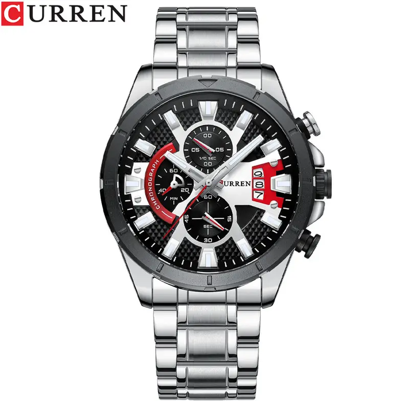 준비 뜨거운 판매 제품 Curren 8401 스테인레스 스틸 밴드 손목 시계 세부 가격 방수 남자 석영 시계