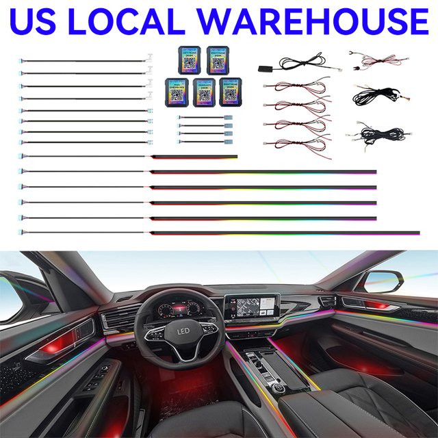 Us Local Shipping Car Ambient Light LED Ambient Light Kit App Control Multi Color Lighting Dynamic Lighting