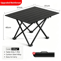 Table de pique-nique pliable portable en aluminium ultralégère réglable en hauteur pour l'extérieur