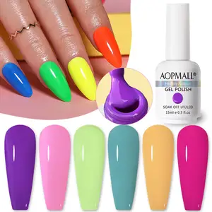 Aopmall New Arrival 24 Colors Candy Series Gel Polish Set Fluorescence Color Professional Soak Off UV Gel