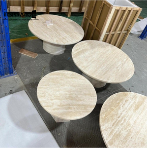 Mesa Moderna de Piedra Natural con Borde en Cascada, Muebles de Piedra Travertino al por Mayor para el Hogar de Lujo, Mesa Escultural de Piedra Natural - Product Image 4