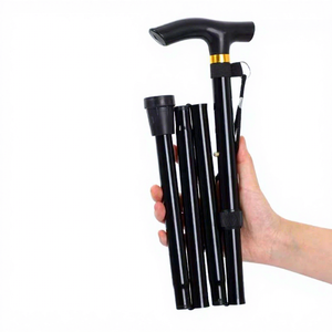 高齢者向け 特殊設計 モダンな調節可能な折りたたみ式杖 ゴム製 アウトドア ハイキング トレッキング 伸縮式 衝撃吸収 ポータブル アルミ製 - Product Image 1