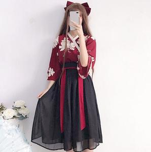 Ecowalson Retro estilo japonés <span class=keywords><strong>Vintage</strong></span> <span class=keywords><strong>Haori</strong></span> Kawaii niñas mujeres Floral Kimono vestido para fiesta Yukata ropa asiática faldas - Product Image 5