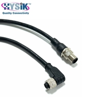 Kabel M12 Abu-abu Kustom 2 3 4 5 6 8 12 Pin Konektor Overmolded Male Female Cordset dengan Kabel Terlindung Berkode