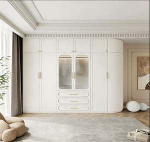 Large Capacity Bedroom <b>Wardrobe</b> Solid Wood With Sliding Doors Mirror Panels Hanging Rods and Drawer Units for Home Furniture - Product Image 2