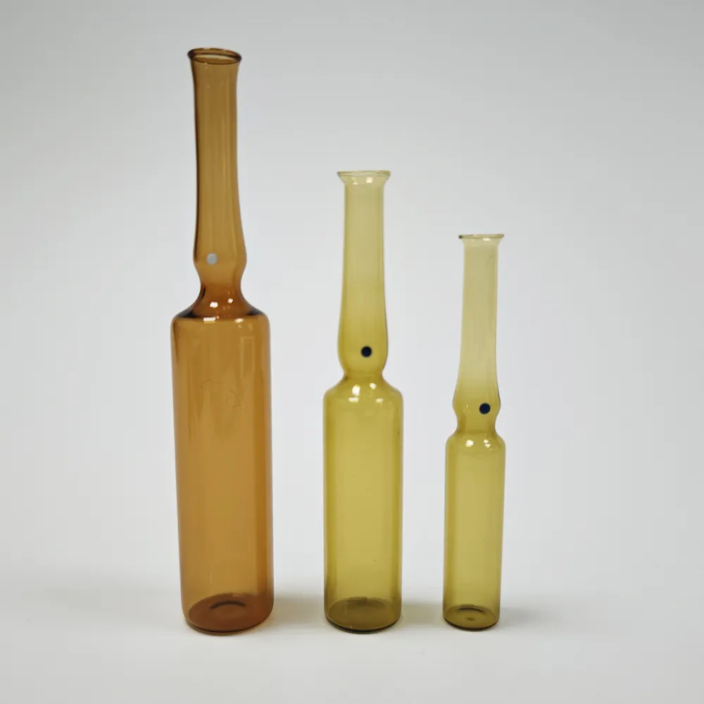 Botella de ampolla de vidrio transparente/marrón de 1/2/5/10/20ml con cuello curvo fácil de doblar y cortar