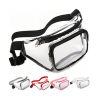Sac banane unisexe en PVC transparent imperméable avec fermeture éclair et impression de logo personnalisé, approuvé pour les stades, de forme cylindrique