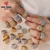 Bague Tête de Cheval en Acier Inoxydable Plaqué Or avec Diamants, Style Hip Hop Tendance pour Hommes