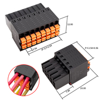 Connecteur enfichable pas de 2,54 mm - Bornier compact double rangée pour PCB - Type à ressort femelle à insertion rapide