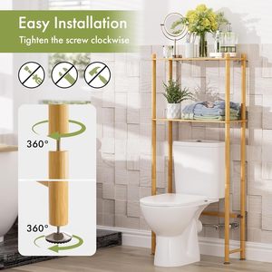 Étagère de rangement pour salle de bain à 2 niveaux en <span class=keywords><strong>bambou</strong></span>, organisateur de toilettes, support pour serviettes, mobilier de salle de bain moderne - Product Image 6