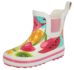 Custom High Quality Girls' Ankle & <b>Bootie</b> Round Toe Waterproof Fun Fruits Design Rubber Rain Boots with EVA Insole - Product Image 1