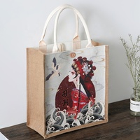 Bolsas de yute plegables con logotipo personalizado, reciclables, ecológicas, naturales, baratas, con lienzo y botón