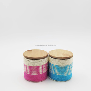 Vente en gros pas cher Tasse à <span class=keywords><strong>eau</strong></span> japonaise au design unique en ficelle colorée Tasse à thé en verre borosilicaté avec couvercle en bambou - Product Image 5