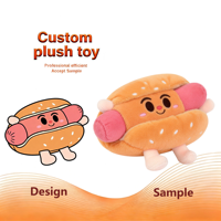 Peluche personnalisée de haute qualité, dessin animé, hot-dog, norme ASTM CE EN71 pour la saison des fêtes, jouet en peluche doux personnalisé