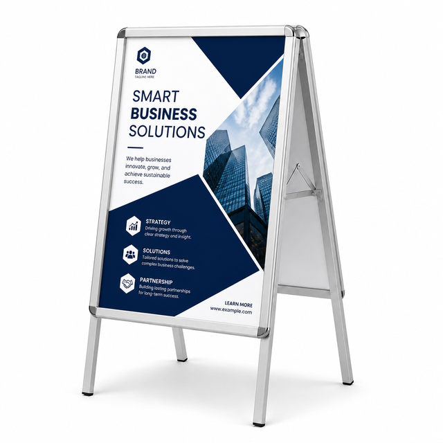 A0 Double Sided Silver Aluminum Snap Frame A-Frame Sign Stand Foldable Sandwich Board Rustproof Weatherproof Hotel Exhibition