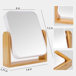 Gương gỗ Vanity gương trang điểm với tre tự nhiên đứng hai mặt 360 độ xoay bàn di động truy cập hàng đầu gương - Product Image 2