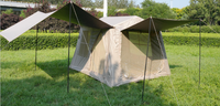 Support de colonne en PVC robuste, auvent double aile en Oxford 300D noir enduit, installation rapide, tente gonflable de luxe pour glamping