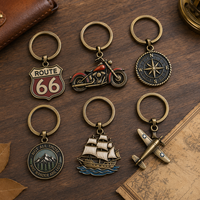 Llavero de Metal al por Mayor, Estilo Vintage, Bronce Antiguo, Brújula, para Motocicleta, Camper, Van, con Logotipo Personalizado, Colgante para Bolsa