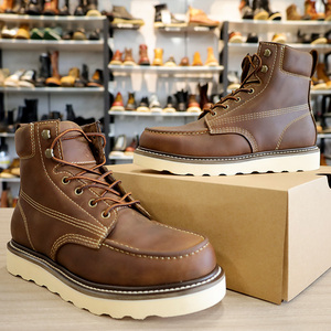 Commercio all'ingrosso della fabbrica Goodyear Welt vera pelle <span class=keywords><strong>Wolverine</strong></span> stivali da lavoro classici stivali di sicurezza con punta in acciaio marrone per tutte le stagioni - Product Image 2